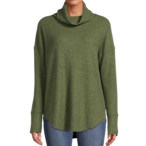 Time and Tru Cowl Neck Waffle Tunic - Green size XL